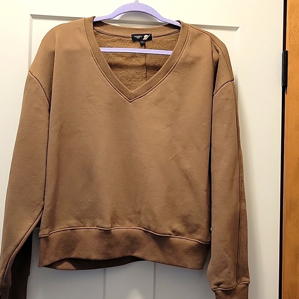 Fundamental Coast Large, Tan, v-neck swearshirt